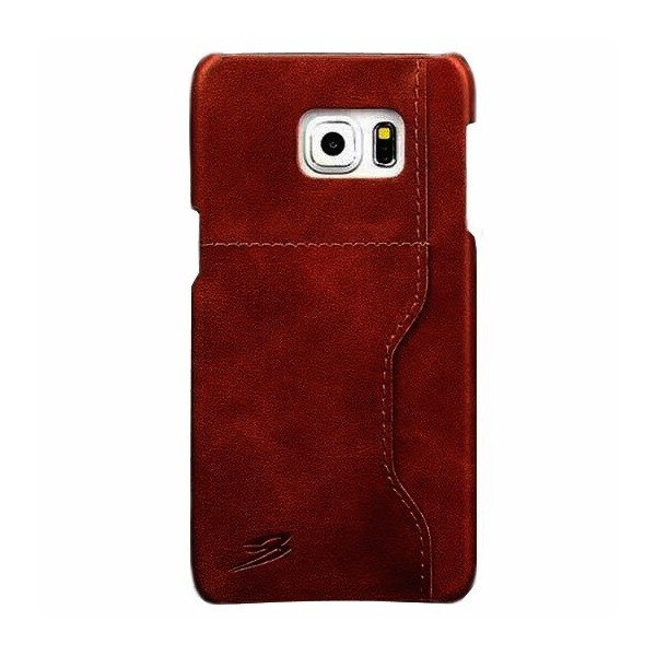 „Retro“ Luxury dėklas su kišenėle - rudas (Galaxy S6 Edge+)