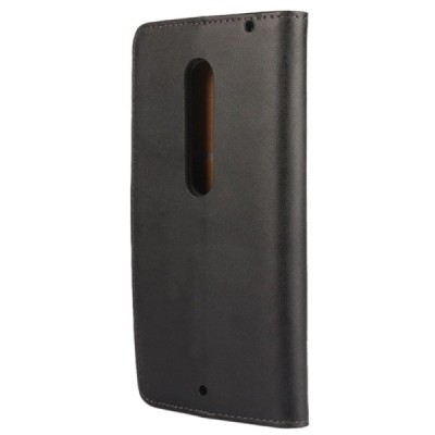 Motorola Moto X Style atverčiamas juodas odinis Casual dėklas - piniginė / Priedai.lt