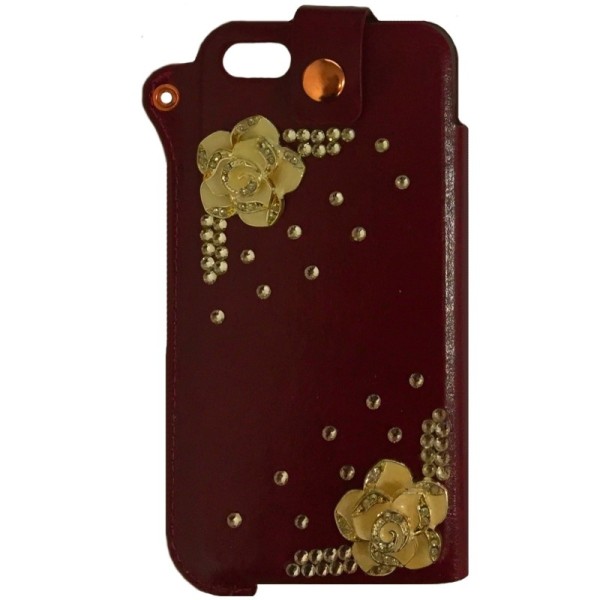 Fashion Leather įmautė - bordo (iPhone 5 / 5S / SE 2016)
