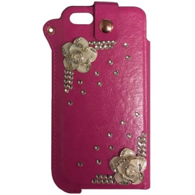 Apple iPhone SE (5, 5s) Fashion Leather rožinės spalvos įmautė / Priedai.lt