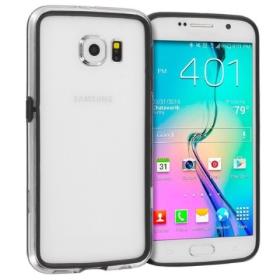 Samsung Galaxy S6 G920F skaidrus permatomas rėmelis (kraštų apvadas, bamperis) - juodas / Priedai.lt