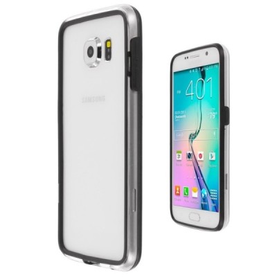 Samsung Galaxy S6 G920F skaidrus permatomas rėmelis (kraštų apvadas, bamperis) - juodas / Priedai.lt
