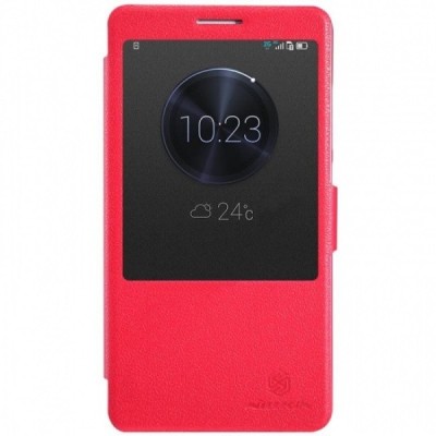 Ascend Mate 7 raudonas odinis atverčiamas Nillkin Fresh dėklas / Priedai.lt