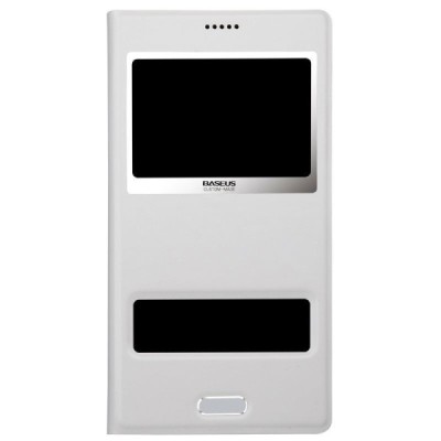Samsung Galaxy S5 G900 (S5 Neo G903) Baseus Pure atverčiamas baltas dėklas / Priedai.lt