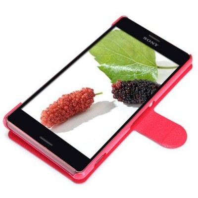 Nillkin Fresh Sony Xperia Z3 atverčiamas raudonas odinis dėklas - knygutė / Priedai.lt