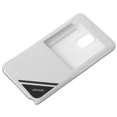 Samsung Galaxy Note 4 (N910) Usams Viva atverčiamas dėklas su langeliu - baltas / Priedai.lt