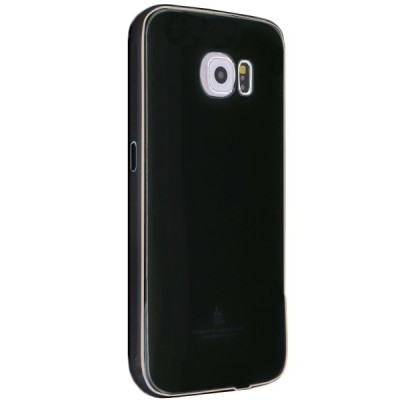 Samsung Galaxy S6 Edge (G925) Luphie plastikinis dėklas su metalo rėmais - juodas / Priedai.lt
