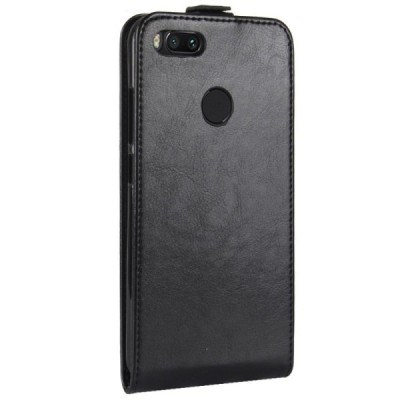 Xiaomi Mi A1 ir Mi 5X klasikinis vertikaliai atverčiamas juodas odinis dėklas / Priedai.lt