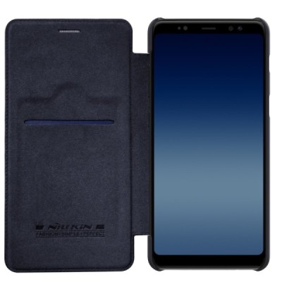 Prabangus „Nillkin“ Qin serijos juodas odinis atverčiamas Samsung Galaxy A8 2018 (A530F) dėklas / Priedai.lt