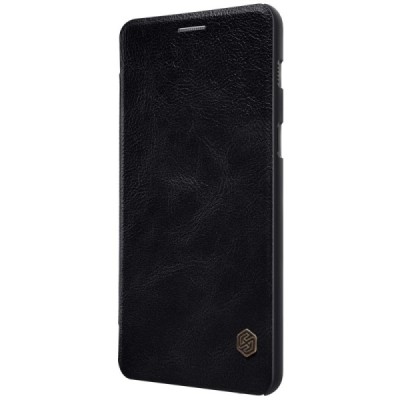 Prabangus „Nillkin“ Qin serijos juodas odinis atverčiamas Samsung Galaxy A8 2018 (A530F) dėklas / Priedai.lt