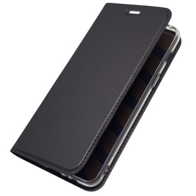 „Dux Ducis“ Skin serijos Samsung Galaxy A8 2018 (A530F) juodas odinis atverčiamas dėklas / Priedai.lt