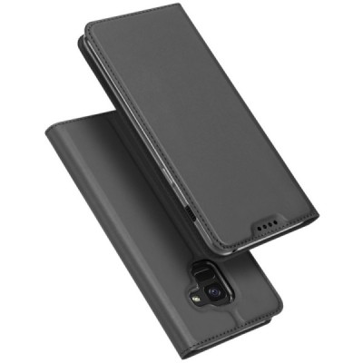 „Dux Ducis“ Skin serijos Samsung Galaxy A8+ 2018 (A730F) juodas odinis atverčiamas dėklas / Priedai.lt