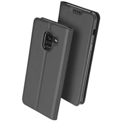 „Dux Ducis“ Skin serijos Samsung Galaxy A8+ 2018 (A730F) juodas odinis atverčiamas dėklas / Priedai.lt