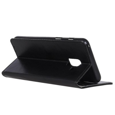 Samsung Galaxy A8+ 2018 (A730F) atverčiamas juodas odinis dėklas, knygutė - piniginė / Priedai.lt