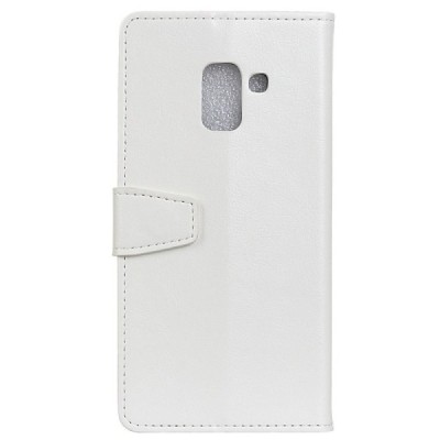 Samsung Galaxy A8+ 2018 (A730F) atverčiamas baltas odinis dėklas, knygutė - piniginė / Priedai.lt