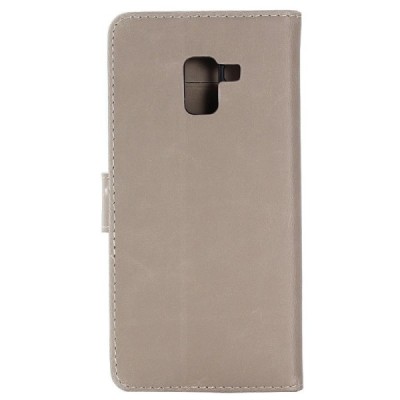 Samsung Galaxy A8+ 2018 (A730F) atverčiamas smėlio spalvos odinis retro dėklas - piniginė / Priedai.lt