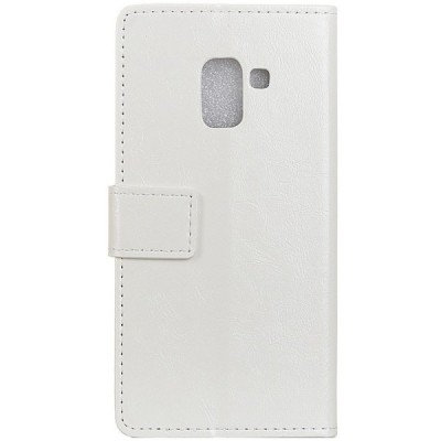 Samsung Galaxy A8 2018 (A530F) atverčiamas baltas odinis dėklas, knygutė - piniginė / Priedai.lt