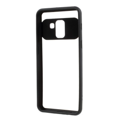 „FOCUS“ Samsung Galaxy A8 2018 (A530F) skaidrus juodos spalvos apvadais kieto silikono (TPU) dėklas / Priedai.lt