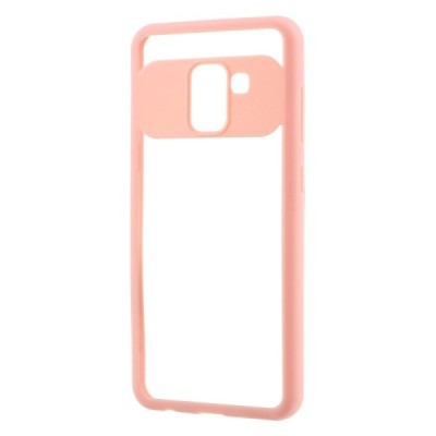 „FOCUS“ Samsung Galaxy A8 2018 (A530F) skaidrus rožinės spalvos apvadais kieto silikono (TPU) dėklas / Priedai.lt