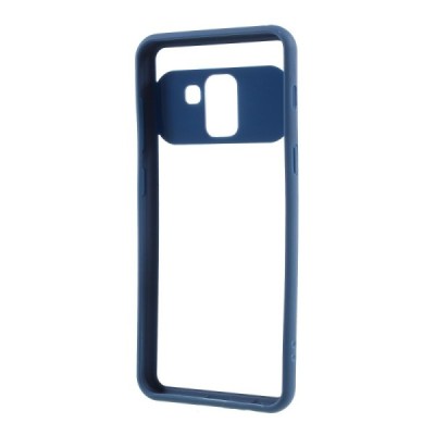 „FOCUS“ Samsung Galaxy A8 2018 (A530F) skaidrus mėlynos spalvos apvadais kieto silikono (TPU) dėklas / Priedai.lt