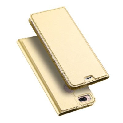 „Dux Ducis“ Skin serijos Xiaomi Mi A1 (Mi 5X) auksinis odinis atverčiamas dėklas / Priedai.lt