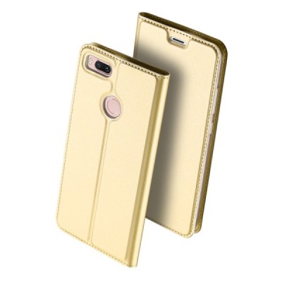 „Dux Ducis“ Skin serijos Xiaomi Mi A1 (Mi 5X) auksinis odinis atverčiamas dėklas / Priedai.lt
