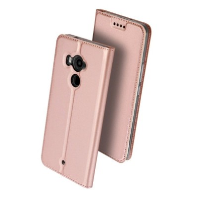 „Dux Ducis“ Skin serijos HTC U11 Plus rožinis odinis atverčiamas dėklas / Priedai.lt