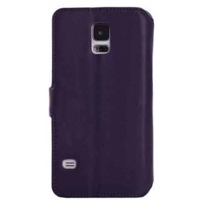 Samsung Galaxy S5 (G900, G903) atverčiamas violetinis odinis retro dėklas - piniginė / Priedai.lt