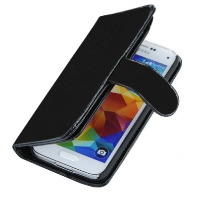 Odinis atverčiamas juodas Samsung Galaxy S5 (S5 Neo) dėklas (dėkliukas) - piniginė / Priedai.lt