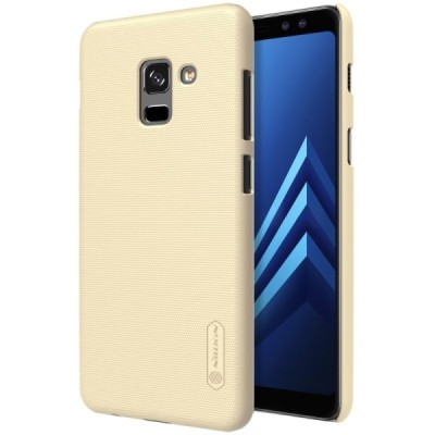 Samsung Galaxy A8 2018 (A530F) Nillkin Frosted Shield auksinis plastikinis dėklas + apsauginė ekrano plėvelė / Priedai.lt