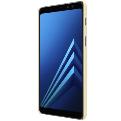 Samsung Galaxy A8 2018 (A530F) Nillkin Frosted Shield auksinis plastikinis dėklas + apsauginė ekrano plėvelė / Priedai.lt