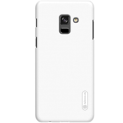 Samsung Galaxy A8+ 2018 (A730F) Nillkin Frosted Shield baltas plastikinis dėklas + apsauginė ekrano plėvelė / Priedai.lt