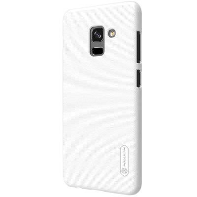 Samsung Galaxy A8+ 2018 (A730F) Nillkin Frosted Shield baltas plastikinis dėklas + apsauginė ekrano plėvelė / Priedai.lt