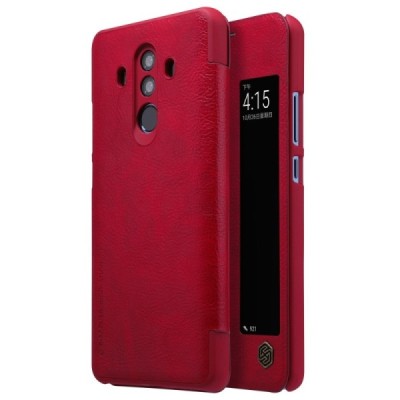 Prabangus „Nillkin“ Qin serijos raudonas odinis atverčiamas Huawei Mate 10 Pro dėklas / Priedai.lt