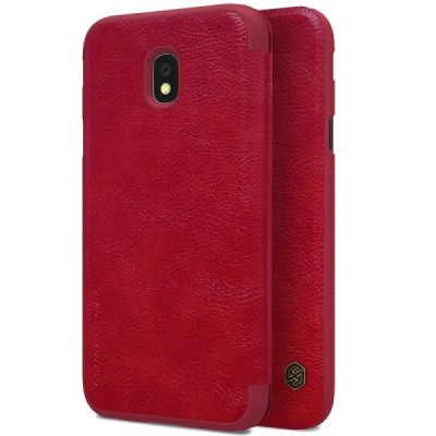 Prabangus „Nillkin“ Qin serijos raudonas odinis atverčiamas Samsung Galaxy J3 2017 (J330) dėklas / Priedai.lt