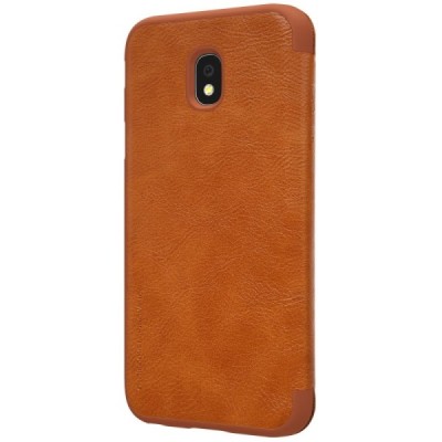 Prabangus „Nillkin“ Qin serijos rudas odinis atverčiamas Samsung Galaxy J3 2017 (J330) dėklas / Priedai.lt
