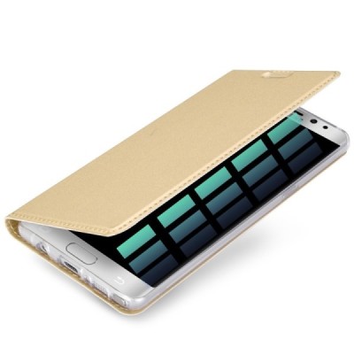 „Dux Ducis“ Skin serijos Samsung Galaxy S7 Edge (G935) auksinis odinis atverčiamas dėklas / Priedai.lt