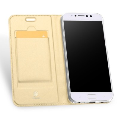 „Dux Ducis“ Skin serijos Asus Zenfone 4 Selfie Pro (ZD552KL) auksinis odinis atverčiamas dėklas / Priedai.lt