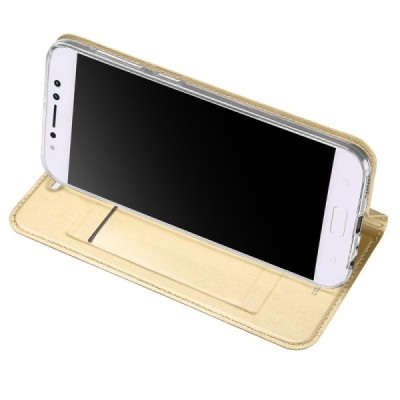 „Dux Ducis“ Skin serijos Asus Zenfone 4 Selfie Pro (ZD552KL) auksinis odinis atverčiamas dėklas / Priedai.lt