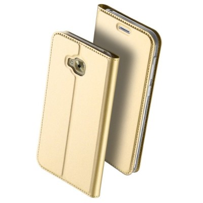 „Dux Ducis“ Skin serijos Asus Zenfone 4 Selfie Pro (ZD552KL) auksinis odinis atverčiamas dėklas / Priedai.lt