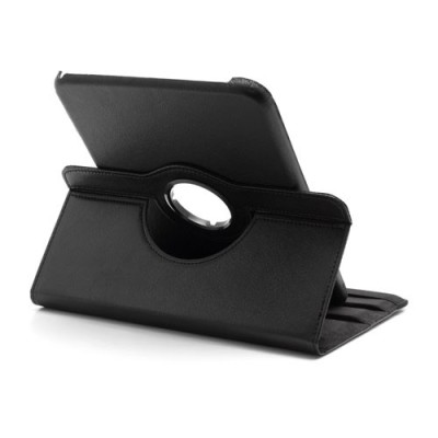 Atverčiamas juodas odinis Samsung Galaxy Tab 3 10.1 P5200 (P5210) dėklas (dėkliukas), sukiojamas 360° / Priedai.lt