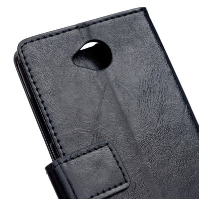 Microsoft Lumia 650 atverčiamas juodas odinis dėklas - piniginė / Priedai.lt