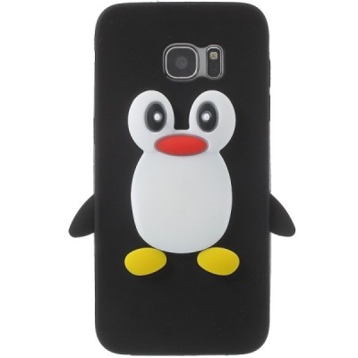Žaismingas silikoninis Samsung Galaxy S7 Edge (G935) dėklas (dėkliukas) pingvinas / Priedai.lt