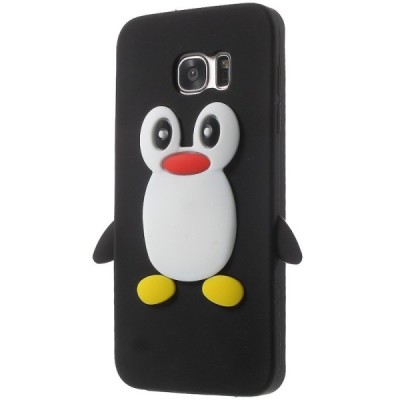 Žaismingas silikoninis Samsung Galaxy S7 Edge (G935) dėklas (dėkliukas) pingvinas / Priedai.lt