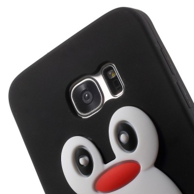 Žaismingas silikoninis Samsung Galaxy S7 Edge (G935) dėklas (dėkliukas) pingvinas / Priedai.lt