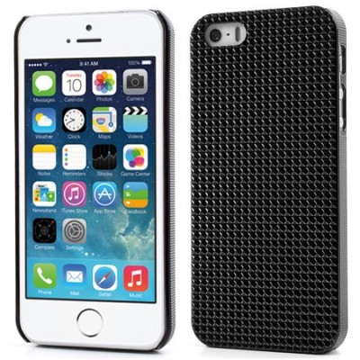 Juodas stilingas reljefinis 3D Apple iPhone SE (5, 5s) dėklas (dėkliukas, nugarėlė) / Priedai.lt