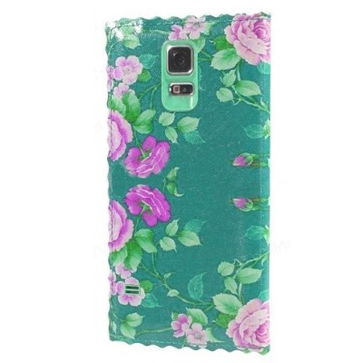 „Flowers“ serijos Samsung Galaxy S5 (S5 Neo) mėtinis odinis atverčiamas dėklas / Priedai.lt