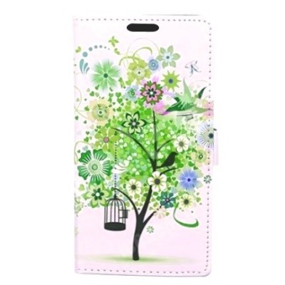 „Flower Tree“ serijos Samsung Galaxy S5 (S5 Neo) baltas odinis atverčiamas dėklas / Priedai.lt