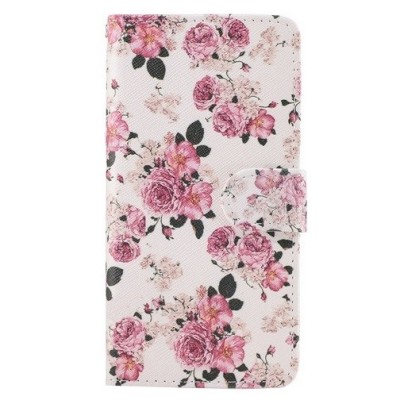„Flowers“ serijos LG L90 (D405) baltas odinis atverčiamas dėklas / Priedai.lt