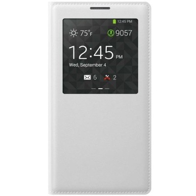 Samsung Galaxy Note 3 (N9005, N9002, N9000) baltas odinis atverčiamas „View Window“ dėklas su langeliu / Priedai.lt